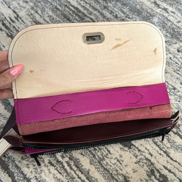 Italian Leather hand sewn Bordeaux burgundy bag crossbody attache top handle - Picture 8 of 16